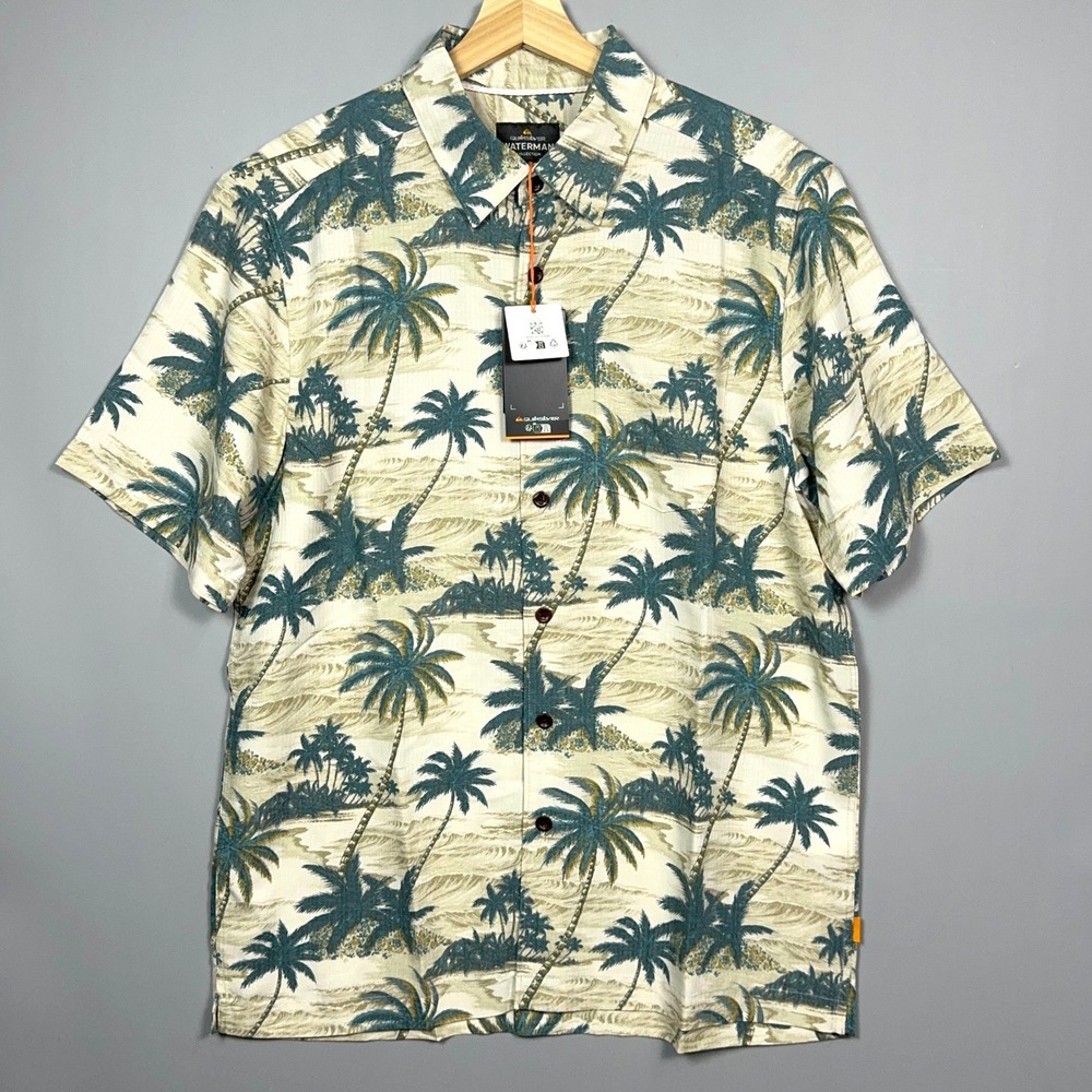 NWT Quiksilver Waterman Shirt Mens Size Small Island Vues Surf Beach Resort